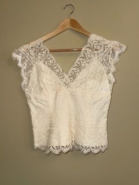 Vintage Watters Boho Lace Corset Bride Top Size 4 Victorian Romance Indie Ivory